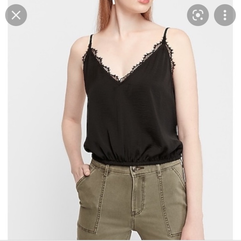NWT Express Banded Bottom Cropped Cami Blouse with lace trim